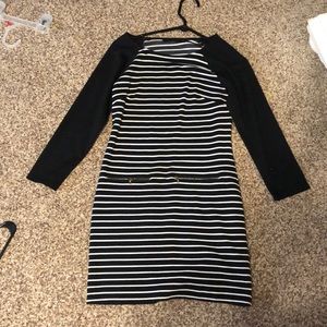 black and white striped dress
